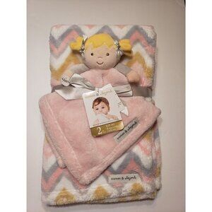 Blankets and Beyond baby girl combo lovey doll and blanket Pink chevron New
